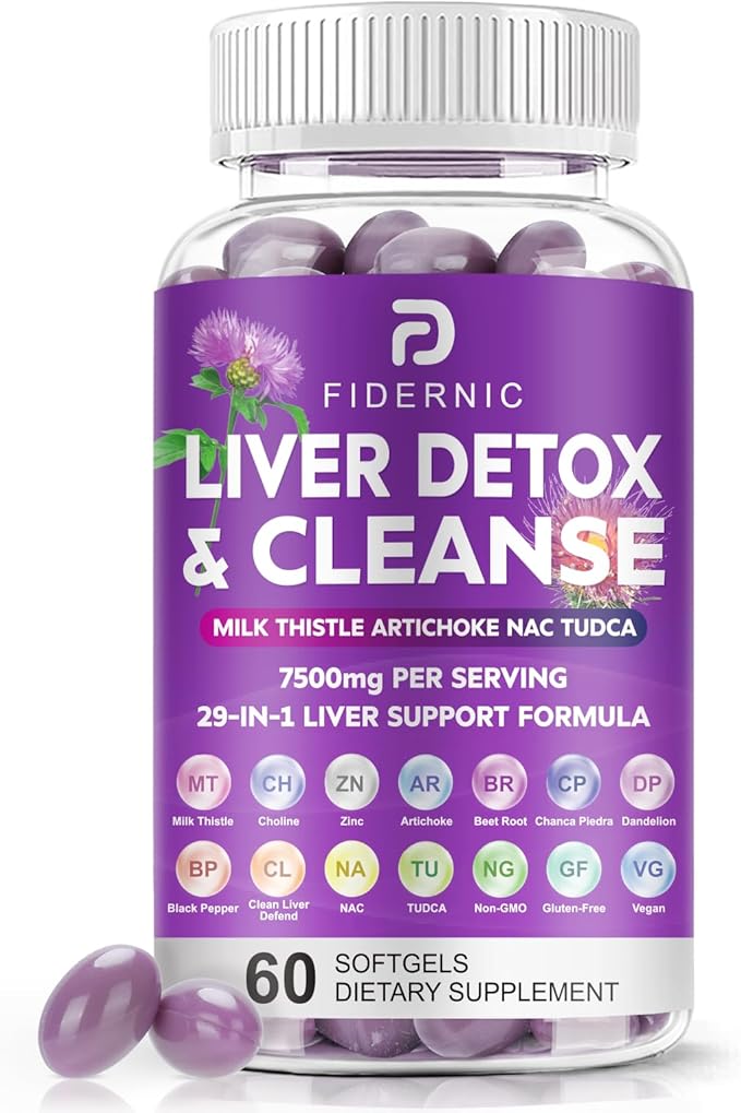 Liver Cleanse Detox & Repair - Herbal Liver Support Milk Thistle Supplement, 7500mg Strength Liver Health Support with Silymarin Artichoke Extract Dandelion Beet TUDCA Choline NAC