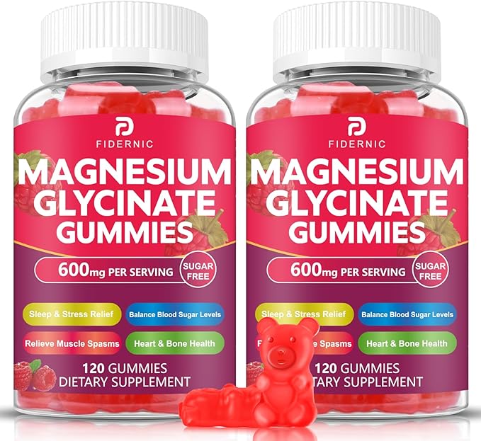 Magnesium Glycinate Gummies 600 mg - Sugar Free Magnesium Potassium Supplement with Magnesium Malate Vitamin D₃, B₆ & CoQ10 for Adults & Kids, Sleep, Relaxation, Body Support, 120 Gummies