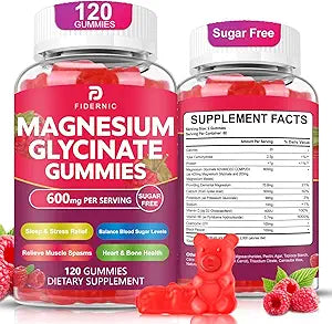 Magnesium Glycinate Gummies 600 mg - Sugar Free Magnesium Potassium Supplement with Magnesium Malate Vitamin D₃, B₆ & CoQ10 for Adults & Kids, Sleep, Relaxation, Body Support, 120 Gummies